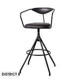 Akron Bar Stool with Backrest and Leather Seat