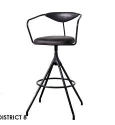 Akron Bar Stool with Backrest and Leather Seat