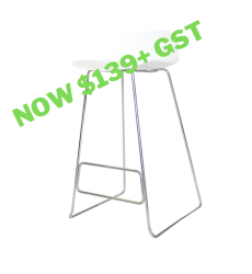 Arco Stool – Chrome Base with Nude Polypropylene Shell – NOW $139+GST